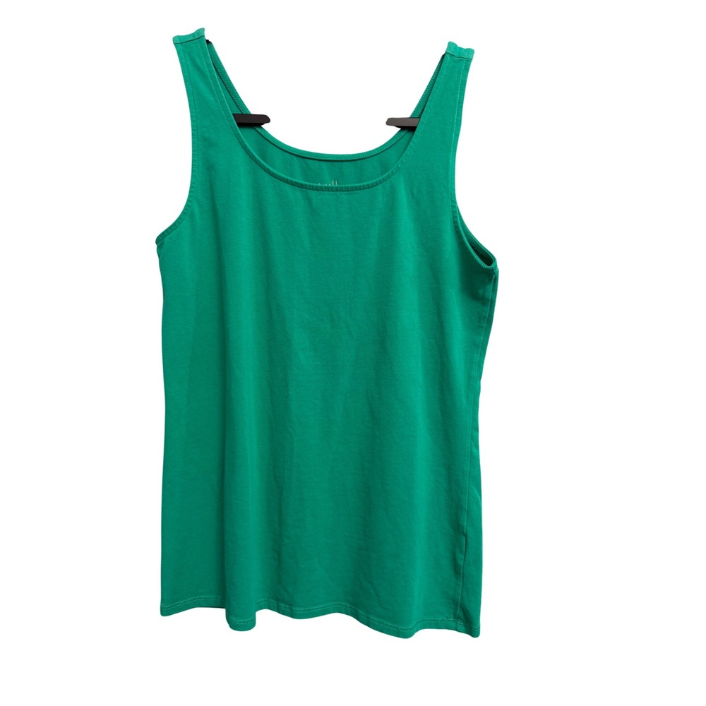 J. Jill Perfect Tank Top Green Cotton Lycra Stretch Scoop Neck Sleeveless Medium